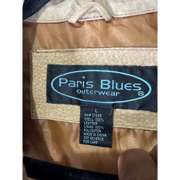 VTG Paris Blues Outerwear Jacket Women Large Brown Leather‎ Trench Y2K 90s - Picture 2 of 6